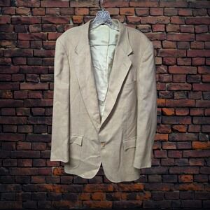 Vintage Repp Ltd Tan 2-Button Blazer Men's Medium‎ Linen-Look Sport Coat 44R